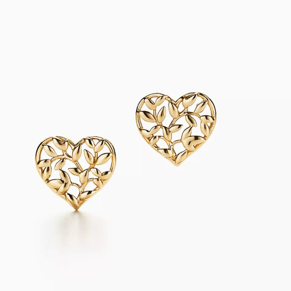 Tiffany  & Co. GOLD Olive Leaf Heart Earrings